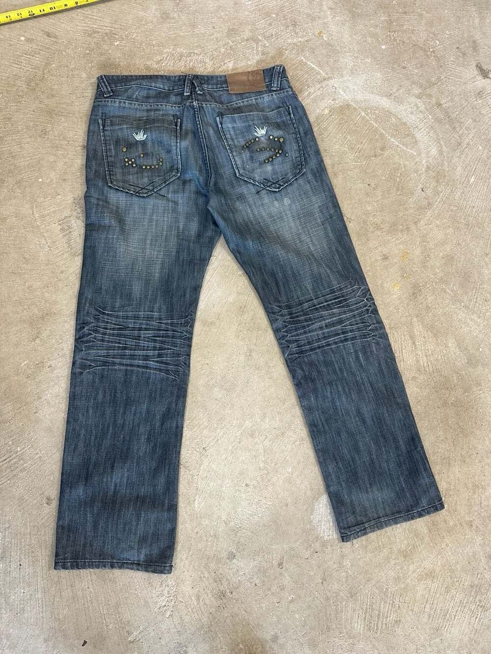Diesel Industry relaxed straight Denim Distressed Y2K Studded Jeans Size 34x32